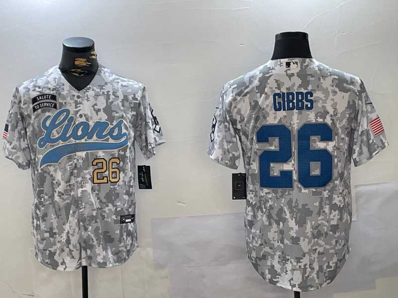 Men%27s Detroit Lions #26 Jahmyr Gibbs 2024 Arctic Camo Salute To Service Stitched Baseball Jerseys->detroit lions->NFL Jersey